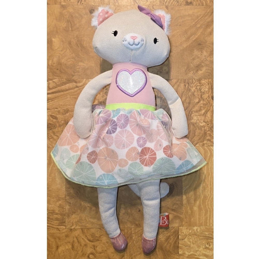 B Toys Softies Pink CALI CAT Tippy Toes Ballerina Plush Chamoise Touch 15"